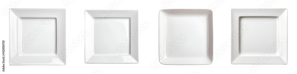 Set of elegant white square plates. Set of elegant white square plates.