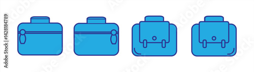 Briefcase icon, color symbol, in Line style, isolated on white background, vector illustration.