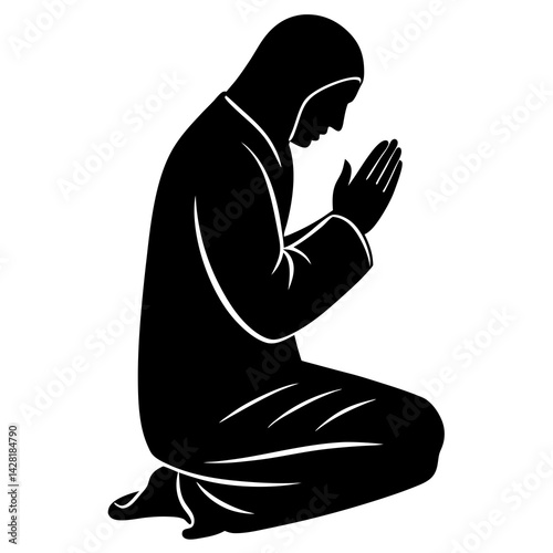 A person in the prayer position for Salah.