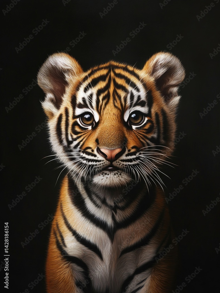 Fototapeta premium Tiger Cub Portrait, Close Up