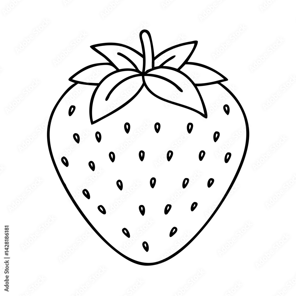 strawberry icon, strawberry line art - simple line art of strawberry, perfect for strawberry logos and icons