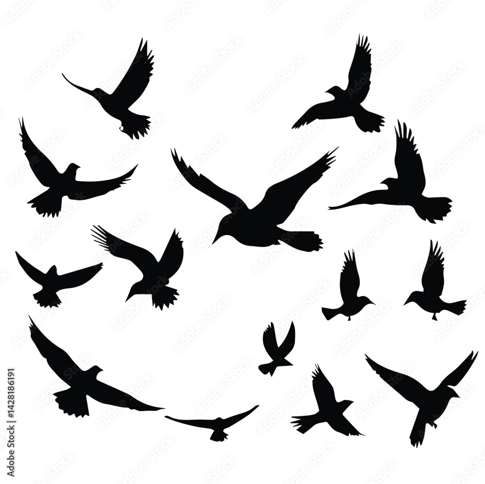 Obraz premium black silhouette logo of a bird flay 