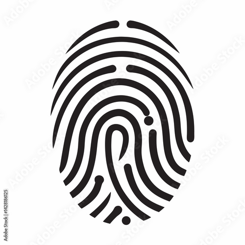 Black and white fingerprint vector illustration security identity verification concept simple design