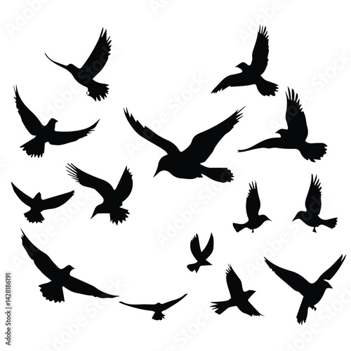 black silhouette logo of a bird flay 