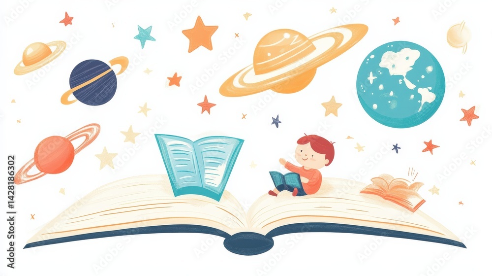 Naklejka premium Colorful Illustrations of Storytelling and Imagination