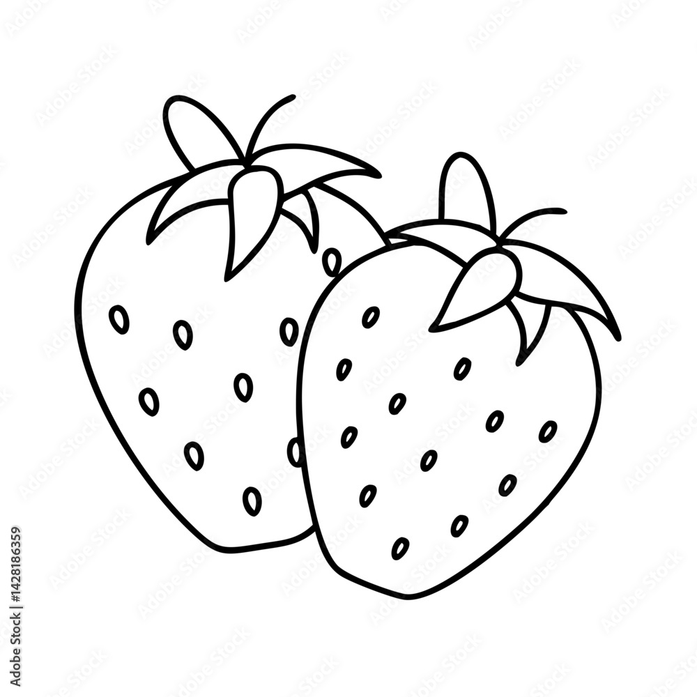 Fototapeta premium strawberry icon, strawberry line art - simple line art of strawberry, perfect for strawberry logos and icons