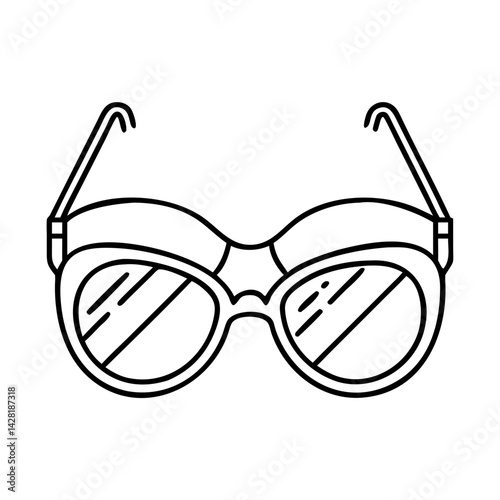 sunglasses with bikini reflection icon, sunglasses with bikini reflection line art - simple line art of sunglasses with bikini reflection, perfect for sunglasses with bikini reflection logos and icons