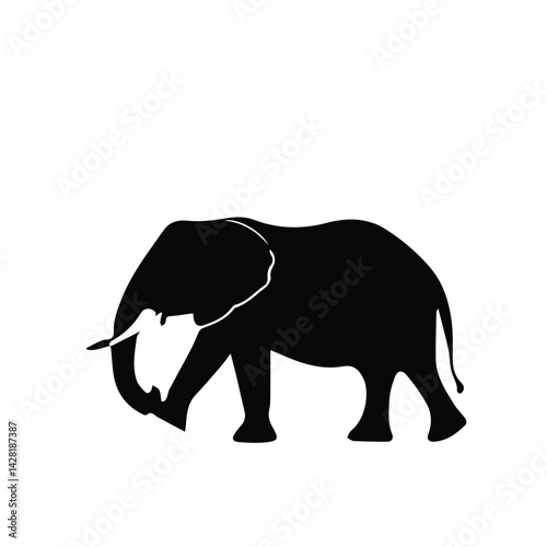 black silhouette logo of a elephant 