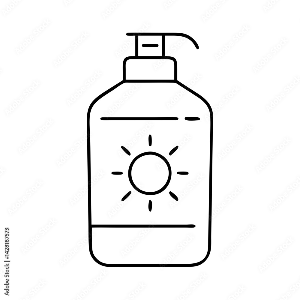 Obraz premium sun lotion bottle icon, sun lotion bottle line art - simple line art of sun lotion bottle, perfect for sun lotion bottle logos and icons
