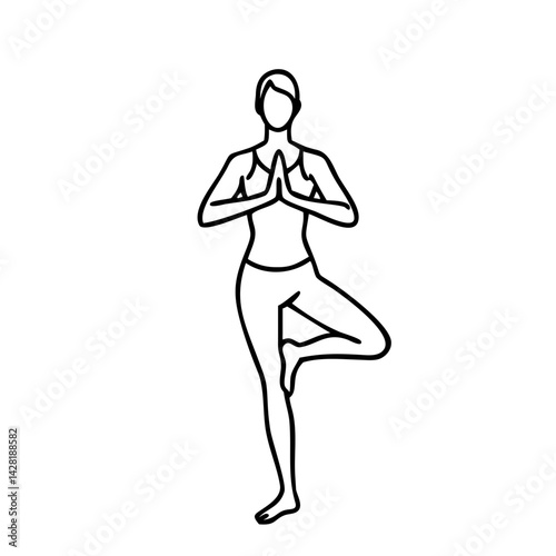tree pose vrikshasana icon, tree pose vrikshasana line art - simple line art of tree pose vrikshasana, perfect for tree pose vrikshasana logos and icons