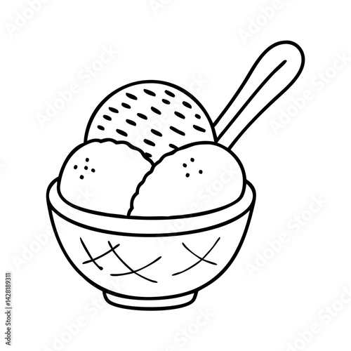 vanilla bean scoop icon, vanilla bean scoop line art - simple line art of vanilla bean scoop, perfect for vanilla bean scoop logos and icons