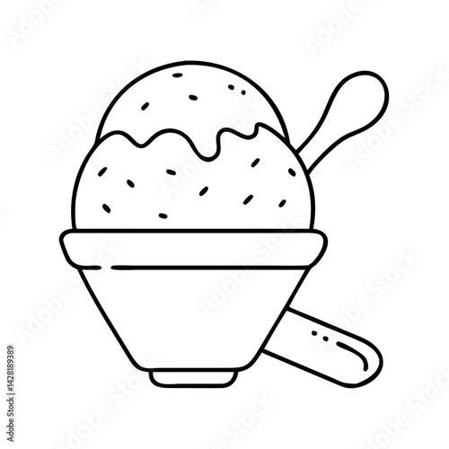 vanilla bean scoop icon, vanilla bean scoop line art - simple line art of vanilla bean scoop, perfect for vanilla bean scoop logos and icons