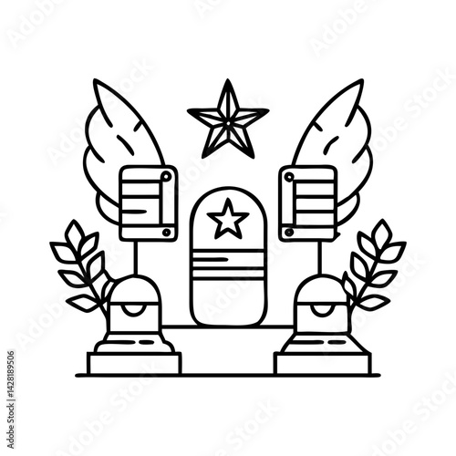 veterans memorial icon, veterans memorial line art - simple line art of veterans memorial, perfect for veterans memorial logos and icons
