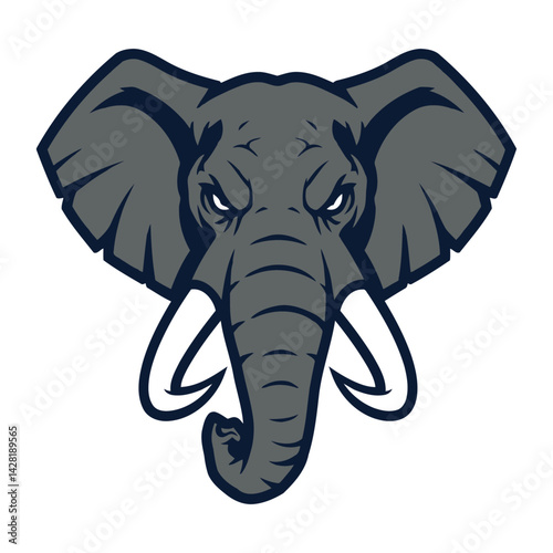 Wallpaper Mural Illustration of an elephant head, featuring large, detailed ears and prominent tusks.  Torontodigital.ca