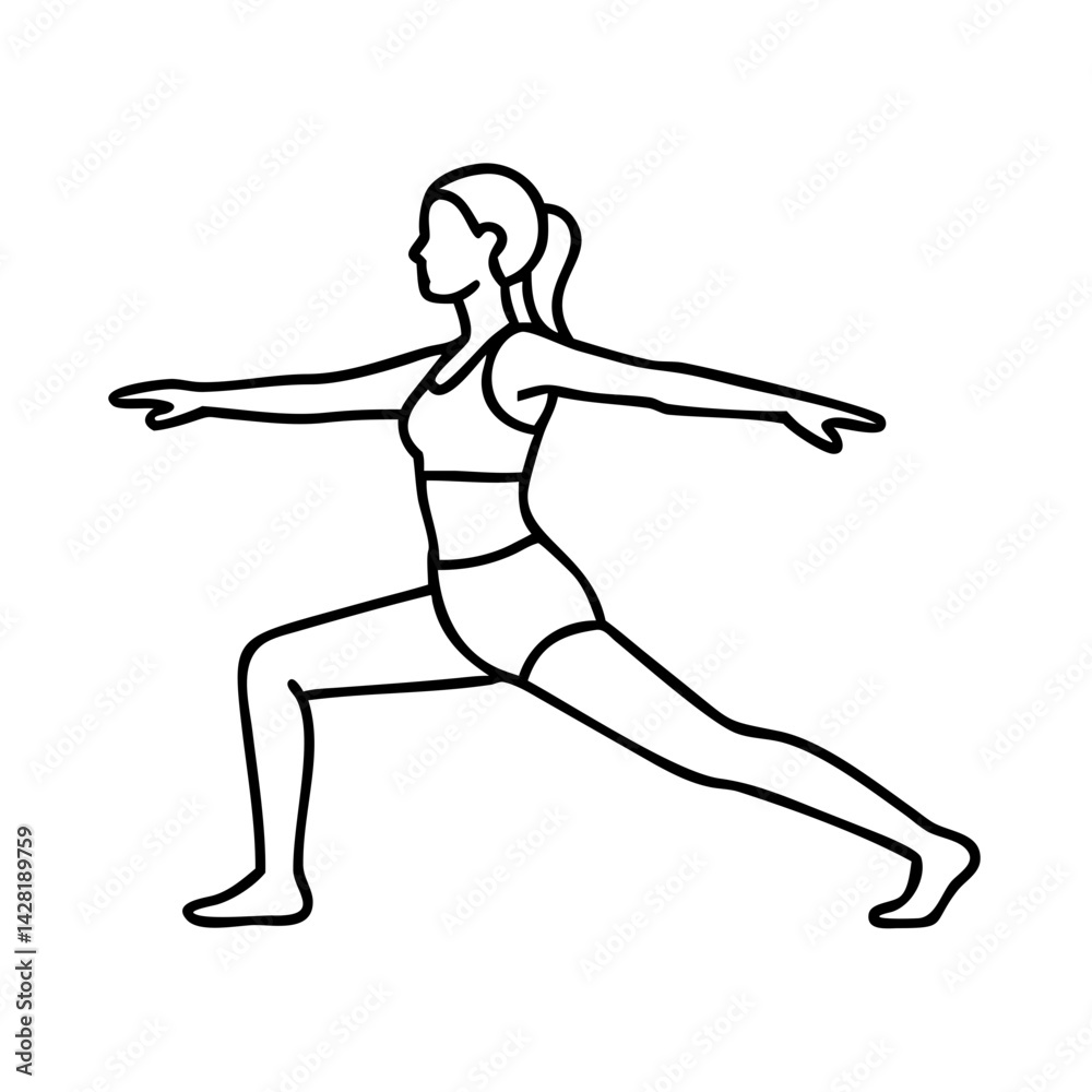 warrior pose virabhadrasana icon, warrior pose virabhadrasana line art - simple line art of warrior pose virabhadrasana, perfect for warrior pose virabhadrasana logos and icons warrior pose virabhadrasana icon, warrior pose virabhadrasana line art - simple line art of warrior pose virabhadrasana, perfect for warrior pose virabhadrasana logos and icons