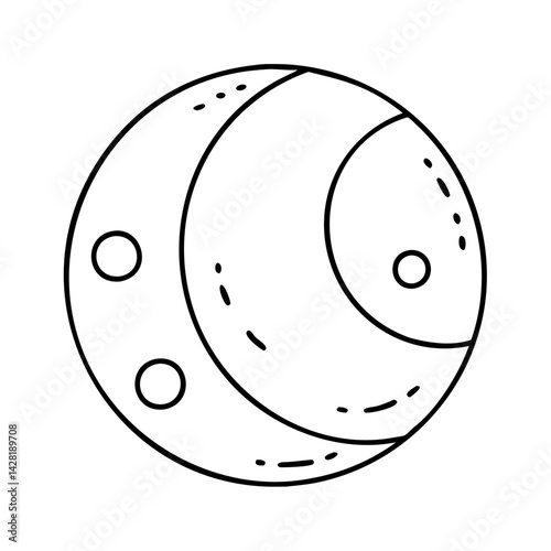 waning gibbous moon icon, waning gibbous moon line art - simple line art of waning gibbous moon, perfect for waning gibbous moon logos and icons
