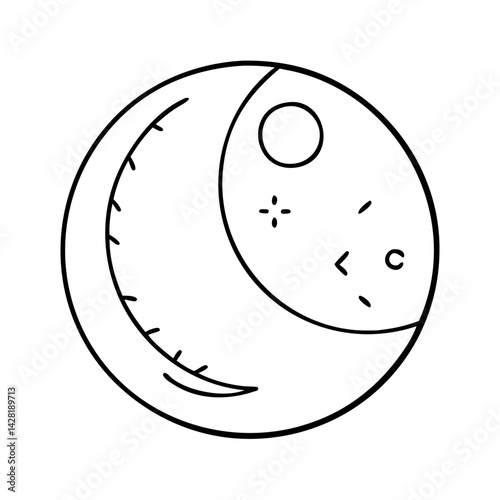 waning gibbous moon icon, waning gibbous moon line art - simple line art of waning gibbous moon, perfect for waning gibbous moon logos and icons