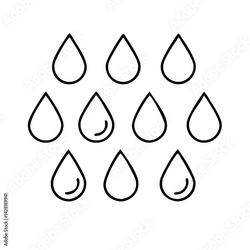 water droplets icon, water droplets line art - simple line art of water droplets, perfect for water droplets logos and icons