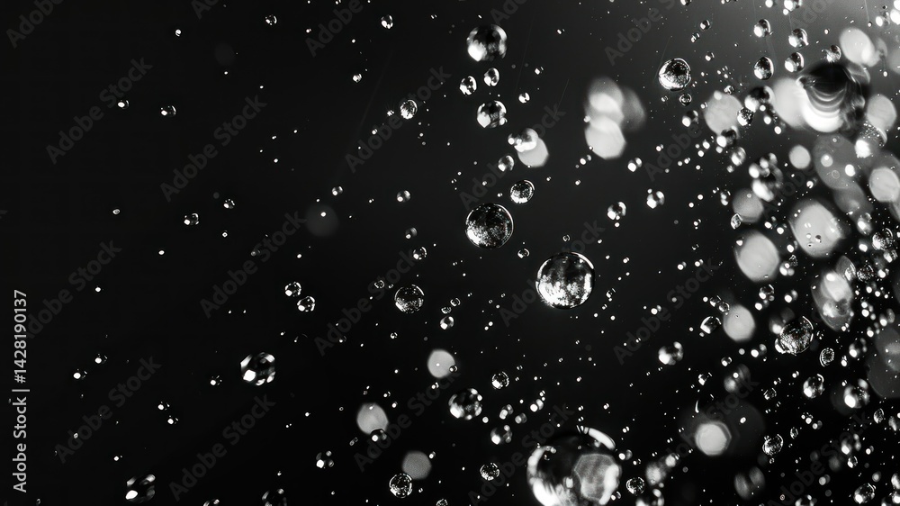 Abstract black and white image of water droplets in motion. Abstract black and white image of water droplets in motion.