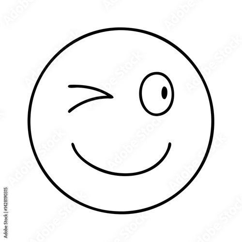 winking face icon, winking face line art - simple line art of winking face, perfect for winking face logos and icons