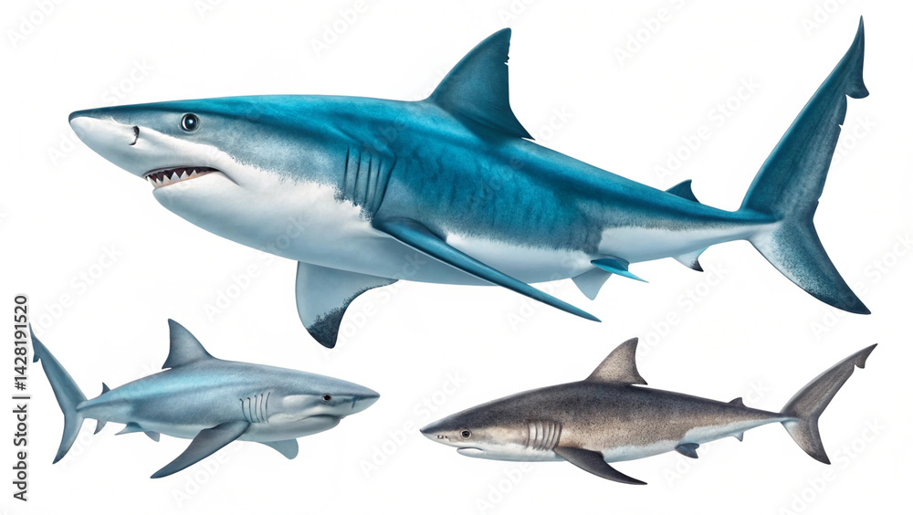 Obraz premium Ocean Shark Isolated on White 
