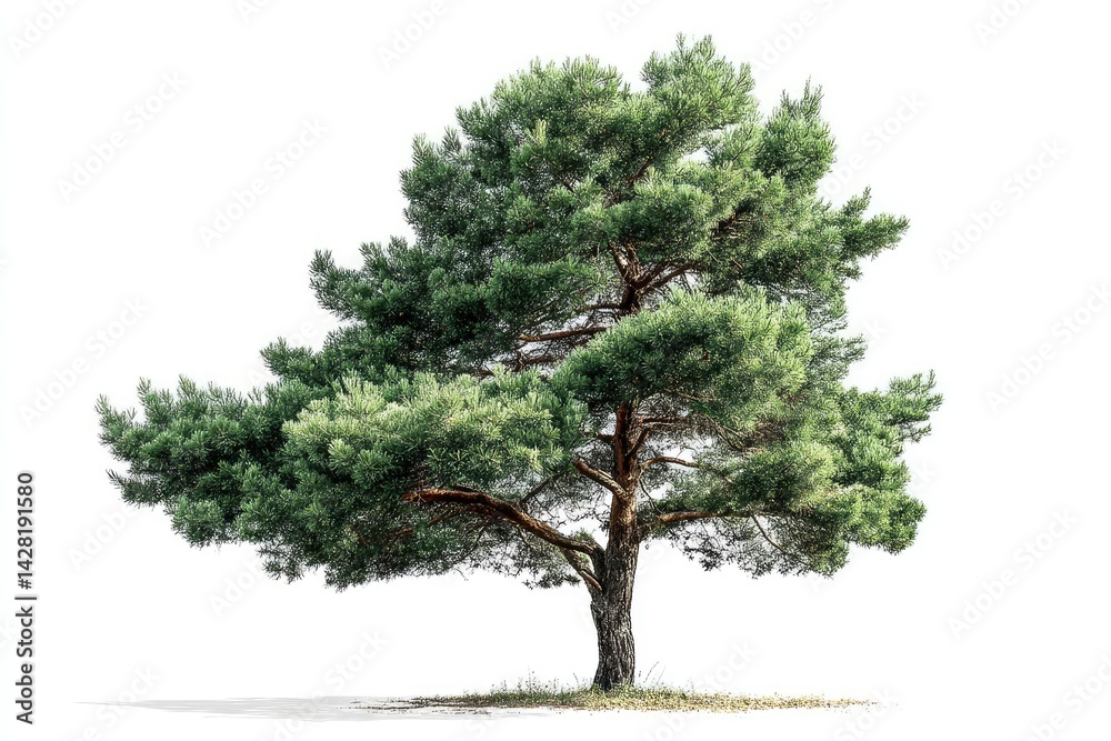 Obraz premium Green Pine Tree on White Background