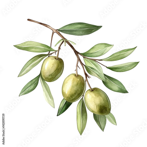 Wallpaper Mural green olives with leaves on branch Torontodigital.ca