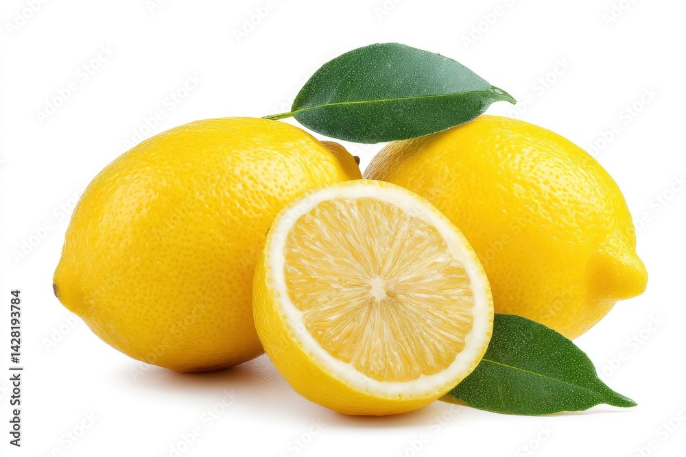Fresh Lemons and Green Leaves Fresh Lemons and Green Leaves
