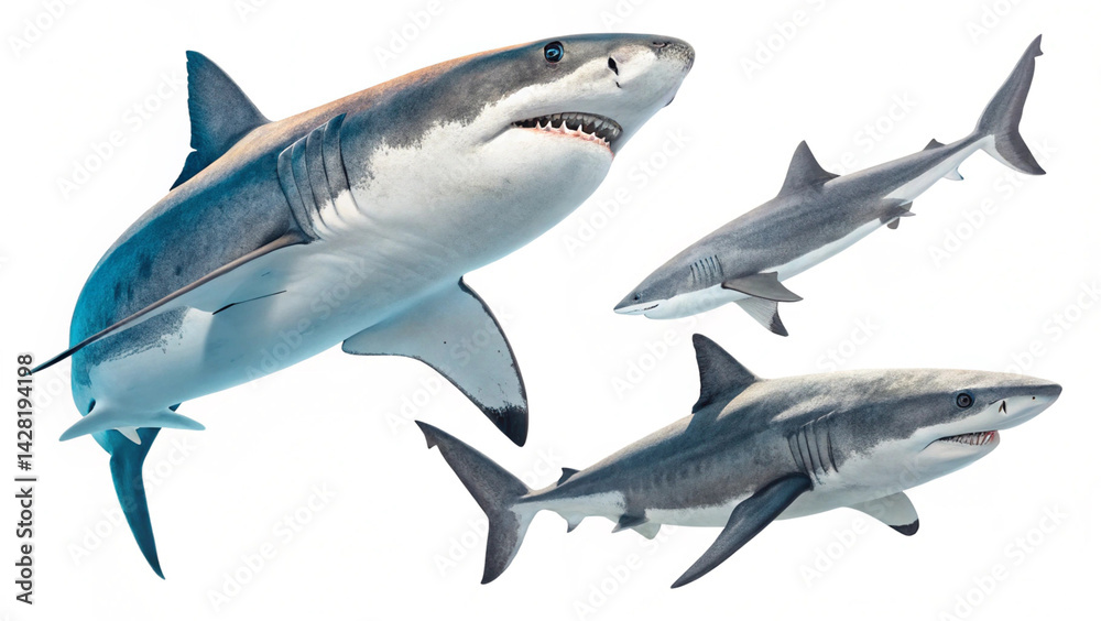 Fototapeta premium Shark Profile Isolated on White 