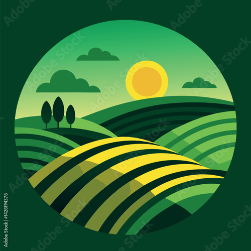 Abstract Farmland Illustration