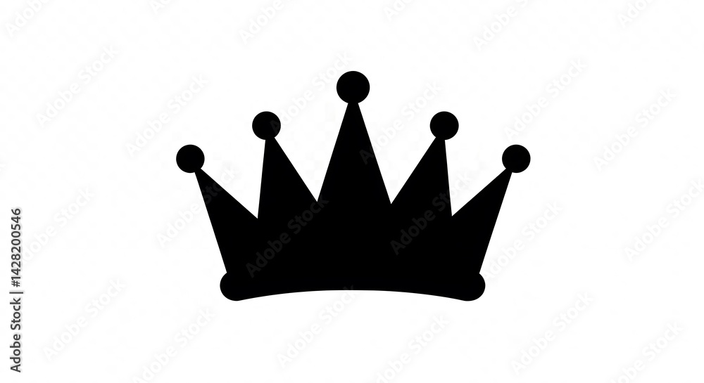 Black Crown Silhouette on White Background Symbolizing Royalty and Power Black Crown Silhouette on White Background Symbolizing Royalty and Power