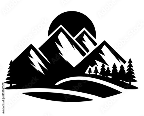 Minimalist Mountain Range Silhouette for Outdoor Logos