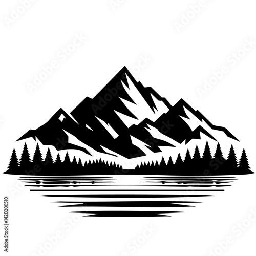 Minimalist Mountain Range Silhouette for Outdoor Logos