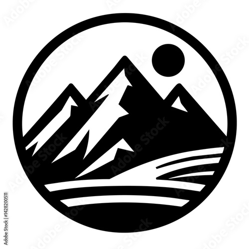 Minimalist Mountain Range Silhouette for Outdoor Logos