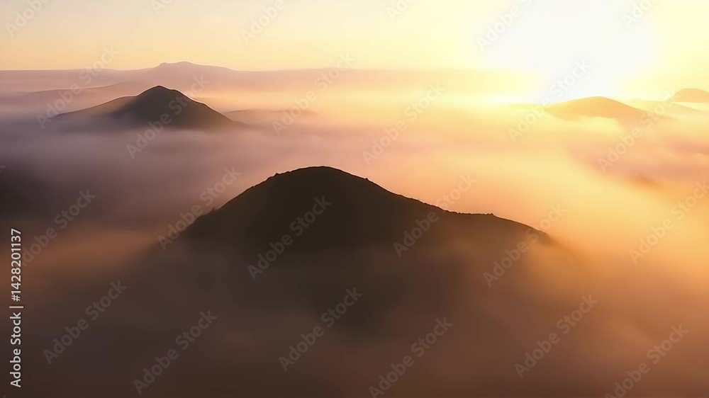 Mountains Emerging from Fog at Sunrise Peaceful Nature Scenery Mountains Emerging from Fog at Sunrise Peaceful Nature Scenery
