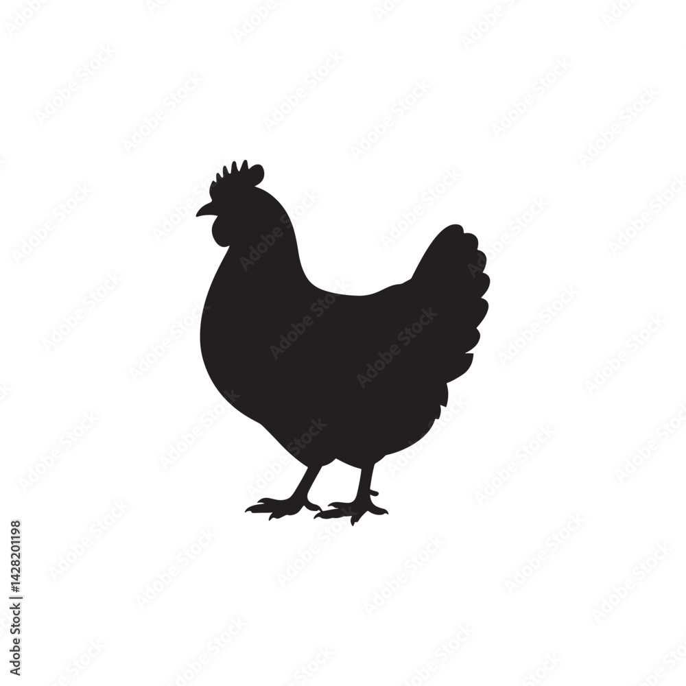 Black silhouette of a hen icon vector Black silhouette of a hen icon vector