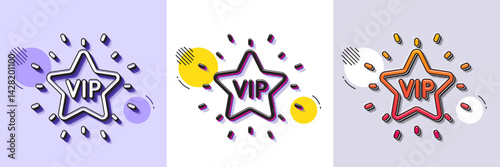 Vip line icon. Halftone dotted pattern. Gradient icon with grain shadow. Very important person star sign. Member club privilege symbol. Line vip star icon. Various designs. Vector