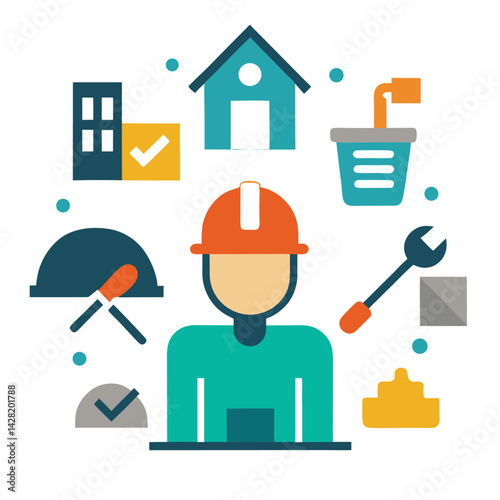 Post Construction Services Icons Inspection Cleanup