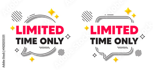 Limited time chat speech bubble. Social media concept. Limited time tag. Special offer sign. Sale promotion symbol. 3d flare stars chat bubble. Vector