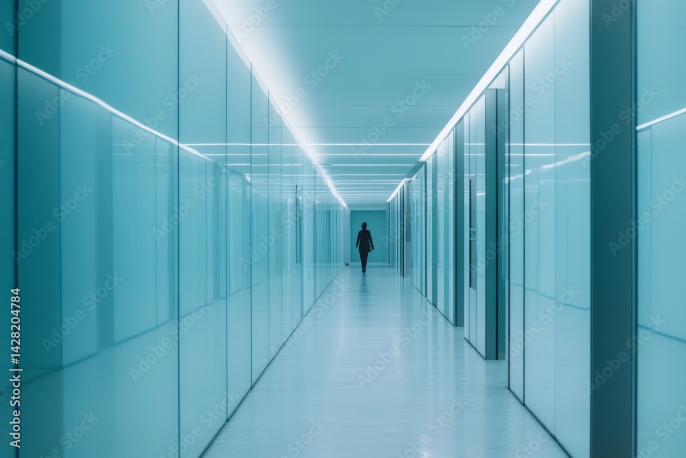 Fototapeta premium Empty modern hallway with glass walls