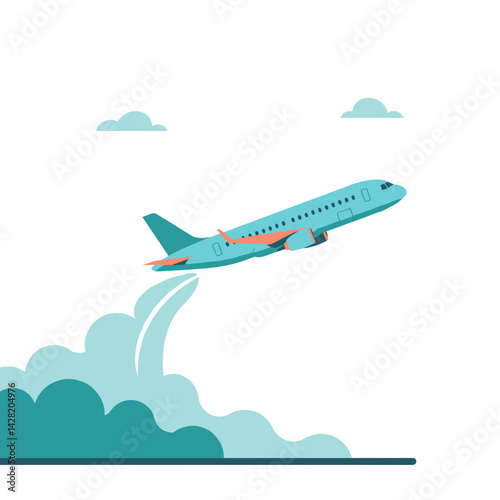 Airplane taking off against a clear sky  
