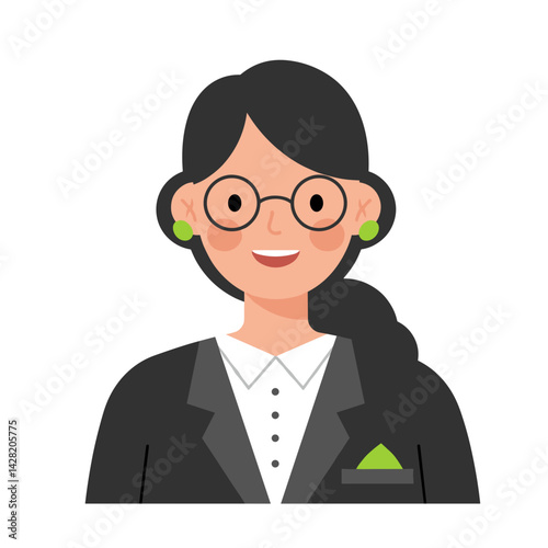 Professional woman smiling in a suit on a white background  