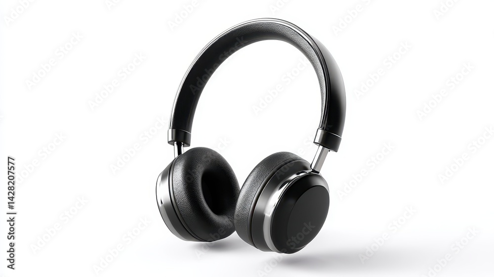Coworking space remote work collaboration concept. Sleek black headphones with a modern design, featuring cushioned ear pads for comfort and an adjustable headband. Coworking space remote work collaboration concept. Sleek black headphones with a modern design, featuring cushioned ear pads for comfort and an adjustable headband.