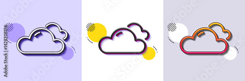 Cloudy weather line icon. Halftone dotted pattern. Gradient icon with grain shadow. Clouds sign. Sky symbol. Line cloudy weather icon. Various designs. Vector