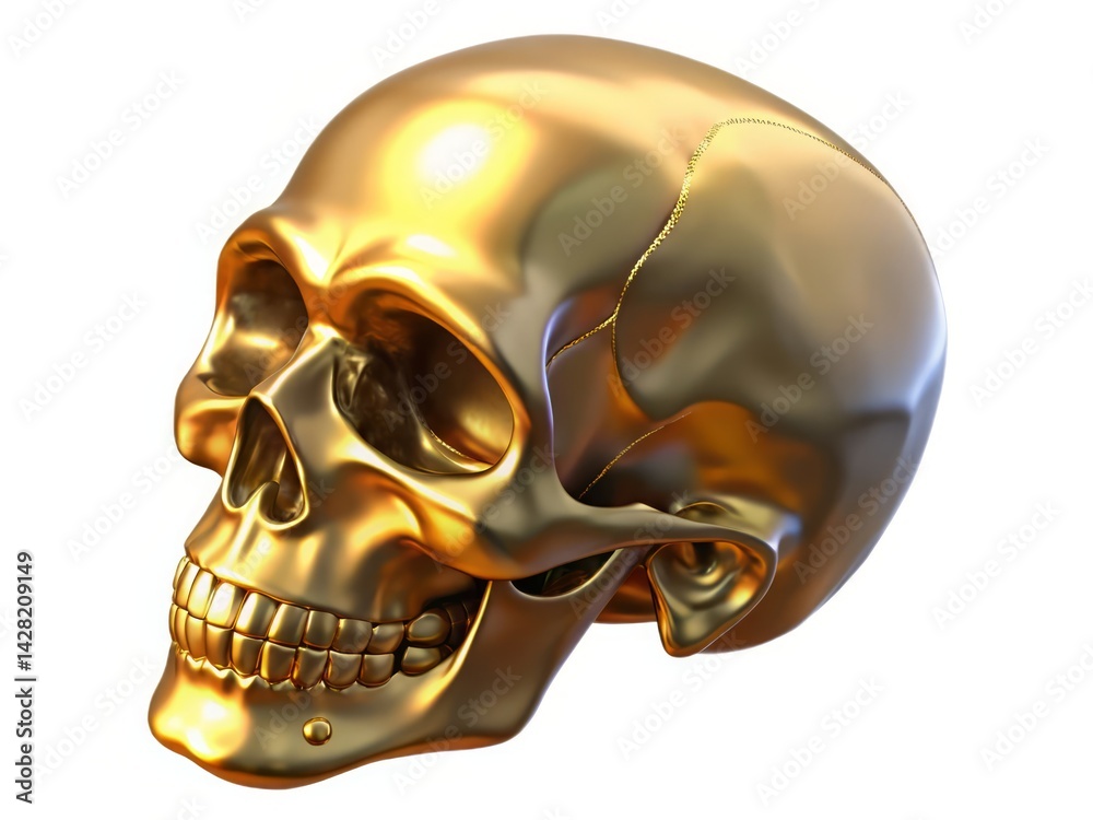Fototapeta premium Golden Skull – Artistic Fusion of Mortality and Luxury