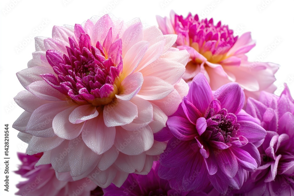 Pink and Purple Dahlia Flower Arrangement on White Pink and Purple Dahlia Flower Arrangement on White