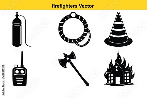 Fire extinguisher vector icon set symbol illustration.
