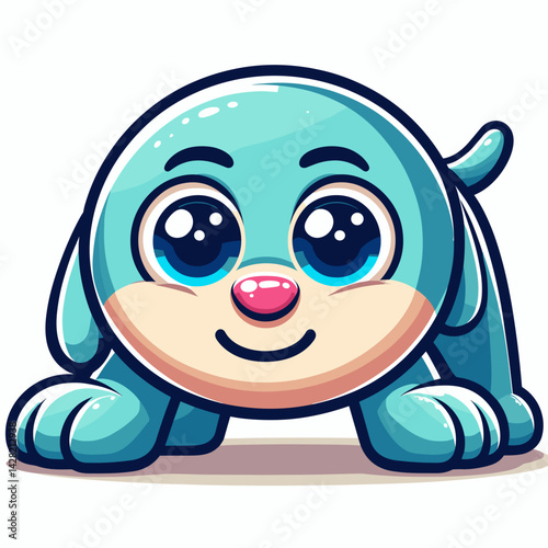 Cute cartoon puppy playing happily against a bright background  