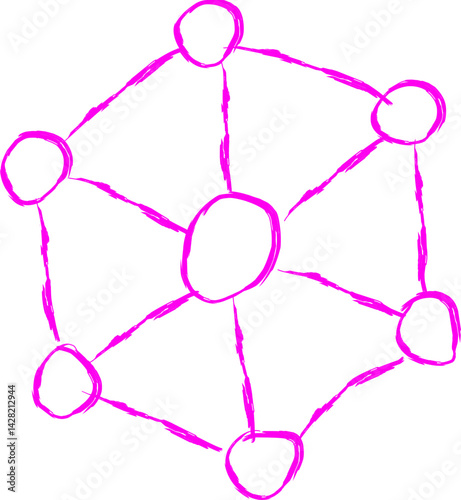 clustering icon in doodle style. purple line scribble icon