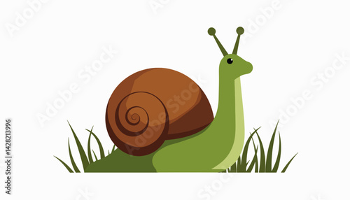 Geometric snail illustration on white background, nature concept